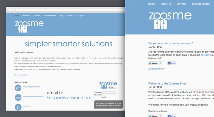The old Zoosme logo and website before the redesign The old Zoosme logo and website before the redesign