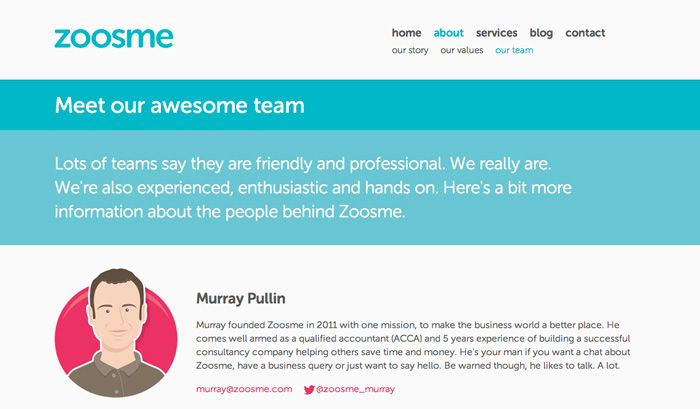 New Zoosme website featuring custom illustrations of each team member New Zoosme website featuring custom illustrations of each team member